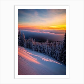 Heavenly, Usa Sunrise Skiing Poster Art Print