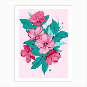 Create A Digital Artwork With Pink Flowers In A Pop Art Style With Bold Outlines And Flat Colors 272730497 (4) Art Print