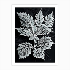 Mint Leaf Linocut 3 Art Print