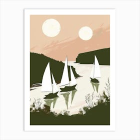 Sailboats At Sunset 24 Art Print