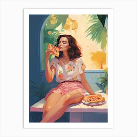 Pizza Lunch Girl Art Print