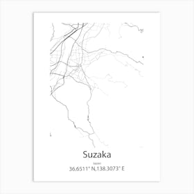 Suzaka,Japan Minimalist Map Poster