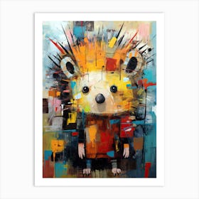 City Stroll with a Hedgehog: Basquiat style Art Print