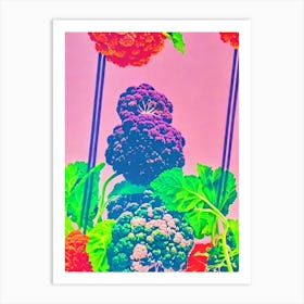 Cauliflower 2 Risograph Retro Poster vegetable Art Print