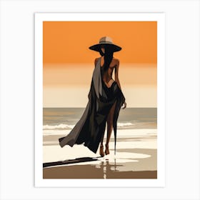 Illustration of an African American woman at the beach 108 Art Print