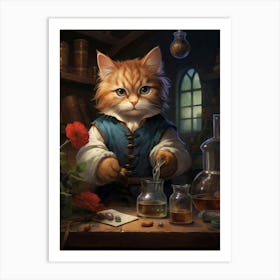 Cute Cat As An Alchemist 2 Art Print