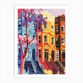 Brooklyn Heights New York Colourful Silkscreen Illustration 2 Art Print