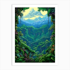 Monteverde Cloud Forest Pixel Art 4 Art Print