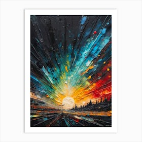 Sunset Abstract Paint Vibrant colors Art Print