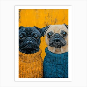 Pugs In Sweaters 3 Art Print