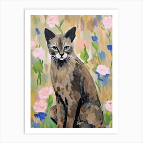 A Siamese Cat Painting, Impressionist Painting 4 Art Print