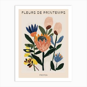 Spring Floral French Poster  Protea 4 Art Print