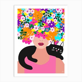 Flower Hair Girl Art Print