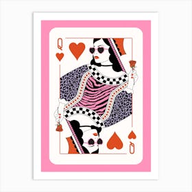 Queen Of Hearts - Roses Red Pink Purple Leopard Art Print