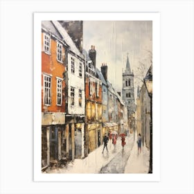 Vintage Winter Painting Durham United Kingdom 2 Art Print