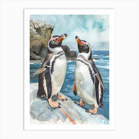 Humboldt Penguin Petermann Island Watercolour Painting 4 Art Print