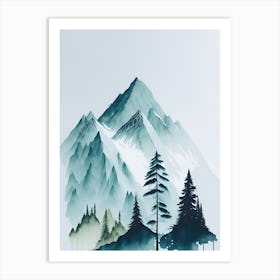 Mountain And Forest In Minimalist Watercolor Vertical Composition 22 Art Print