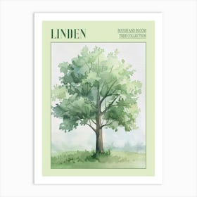 Linden Tree Atmospheric Watercolour Painting 5 Poster Art Print
