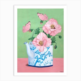 Butterfly And Poppy Chinoiserie Art Print