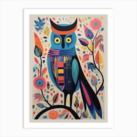 Colourful Scandi Bird Owl 1 Art Print