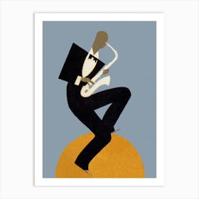 Jazz Saxophone Player, Vintage Music Poster Art Print