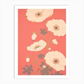 Anemones Flower Big Bold Illustration 2 Art Print