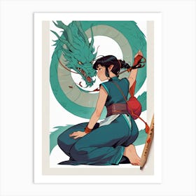 Girl With A Dragon Art Print