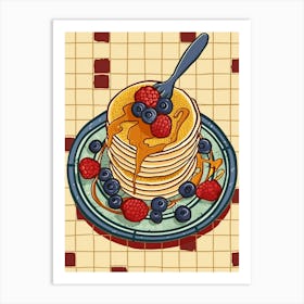 Pancake Stack On A Tiled Background 2 Art Print
