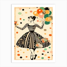 Audrey Hepburn Style - Girl With Balloons  Art Print