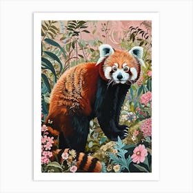 Floral Animal Painting Red Panda 3 Art Print