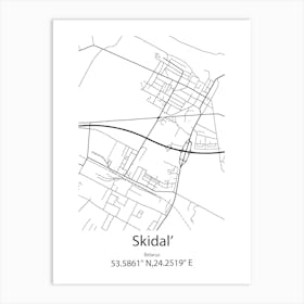 Skidal ,Belarus Minimalist Map Art Print