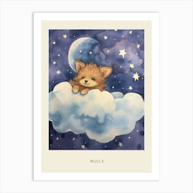 Baby Wolf 1 Sleeping In The Clouds Nursery Poster Art Print