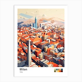 Milan, Italy, Geometric Illustration 1 Poster Art Print