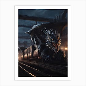 Dragon On The Train Tracks Art Print
