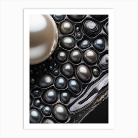 Pearls On Black Background Art Print