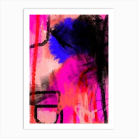 Pompei - Hot Pink, Red, Blue, Black Abstract Art Art Print