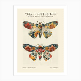 Velvet Butterflies Collection Textile Butterflies William Morris Style 10 Art Print
