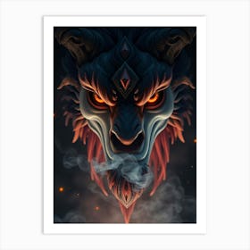 Demon Head in Smoke Art Print