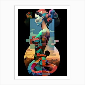Portrait of a woman , surreal, "Eclectic Freedom" Art Print