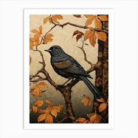 Dark And Moody Botanical Robin 5 Art Print
