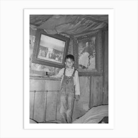 Indian Boy Between Portraits Of His Ancestors, Near Sallisaw, Oklahoma By Russell Lee Art Print