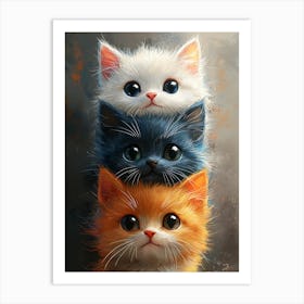 Cute Cats Stacked Together 1 Art Print