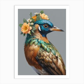 Bird With Flowers 1 Art Print