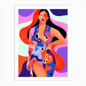 Woman In A Colorful Dress Art Print