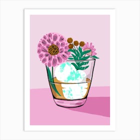 Mint Julep Frozen Floral Cocktail Art Print