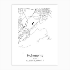 Hohenems,Austria Minimalist Map Art Print