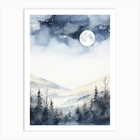 Watercolour Painting Of Bieszczady Mountains   Poland Slovakia And Ukraine 1 Art Print