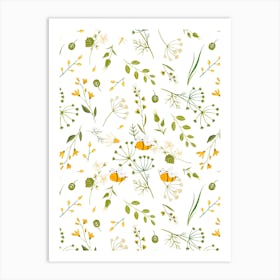 Bees And Flowers Art Print