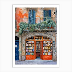 Barcelona Book Nook Bookshop 3 Art Print