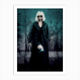 Atomic Blonde In A Pixel Dots Art Style Art Print